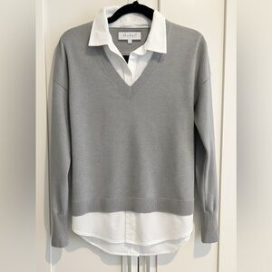 J. Society Layered V-Neck Sweater & Shirt Combo – Size Small